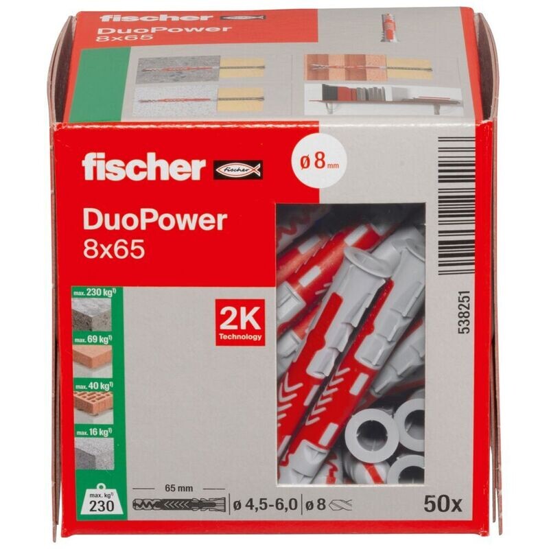 DUOPOWER 8x65 - Πλαστικό βύσμα (50x)