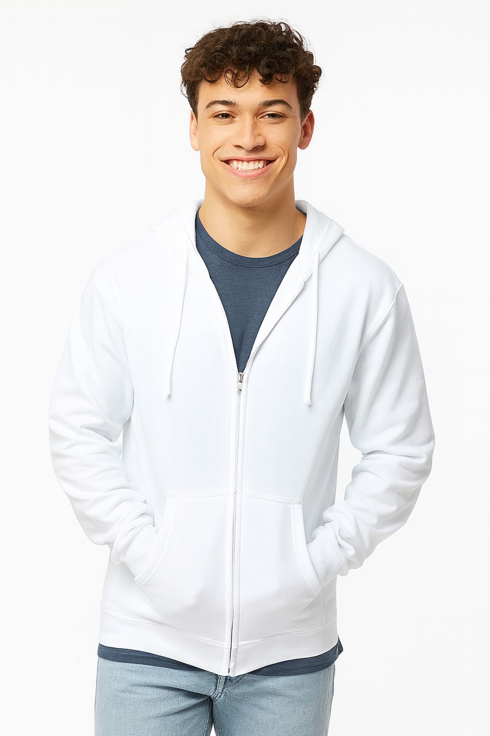 Unisex Zipper Fleece Hoodie with Print (11x11)