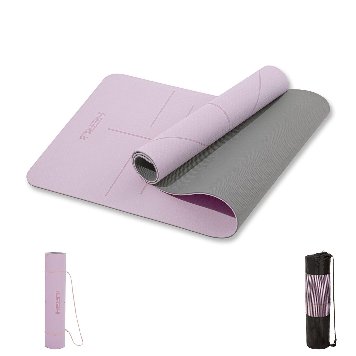 Yoga Mat with Alignment Lines 183×61×6mm (Carry Bag)