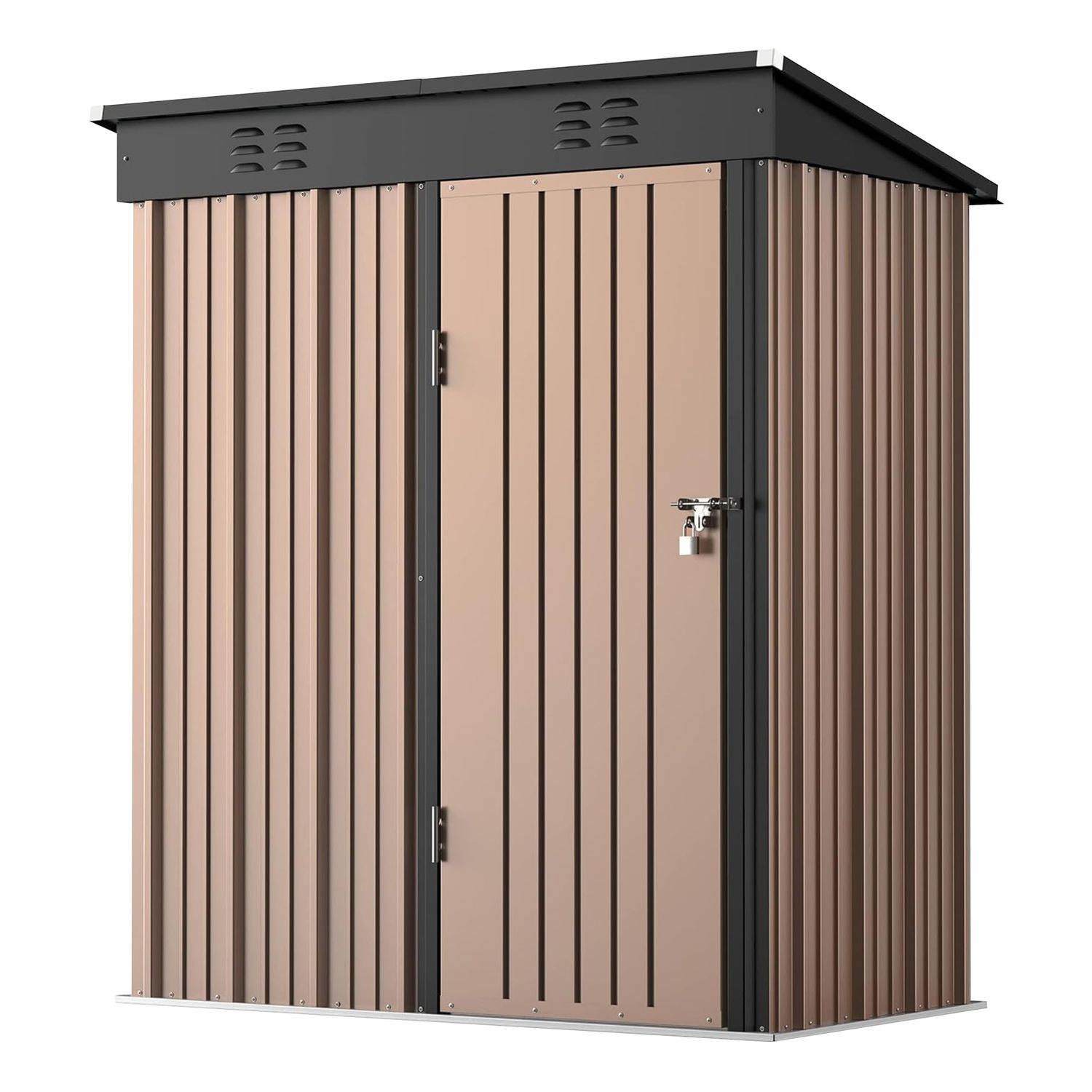 Metal Outdoor Storage Shed 5×3 ft (Lockable, Dark Grey)