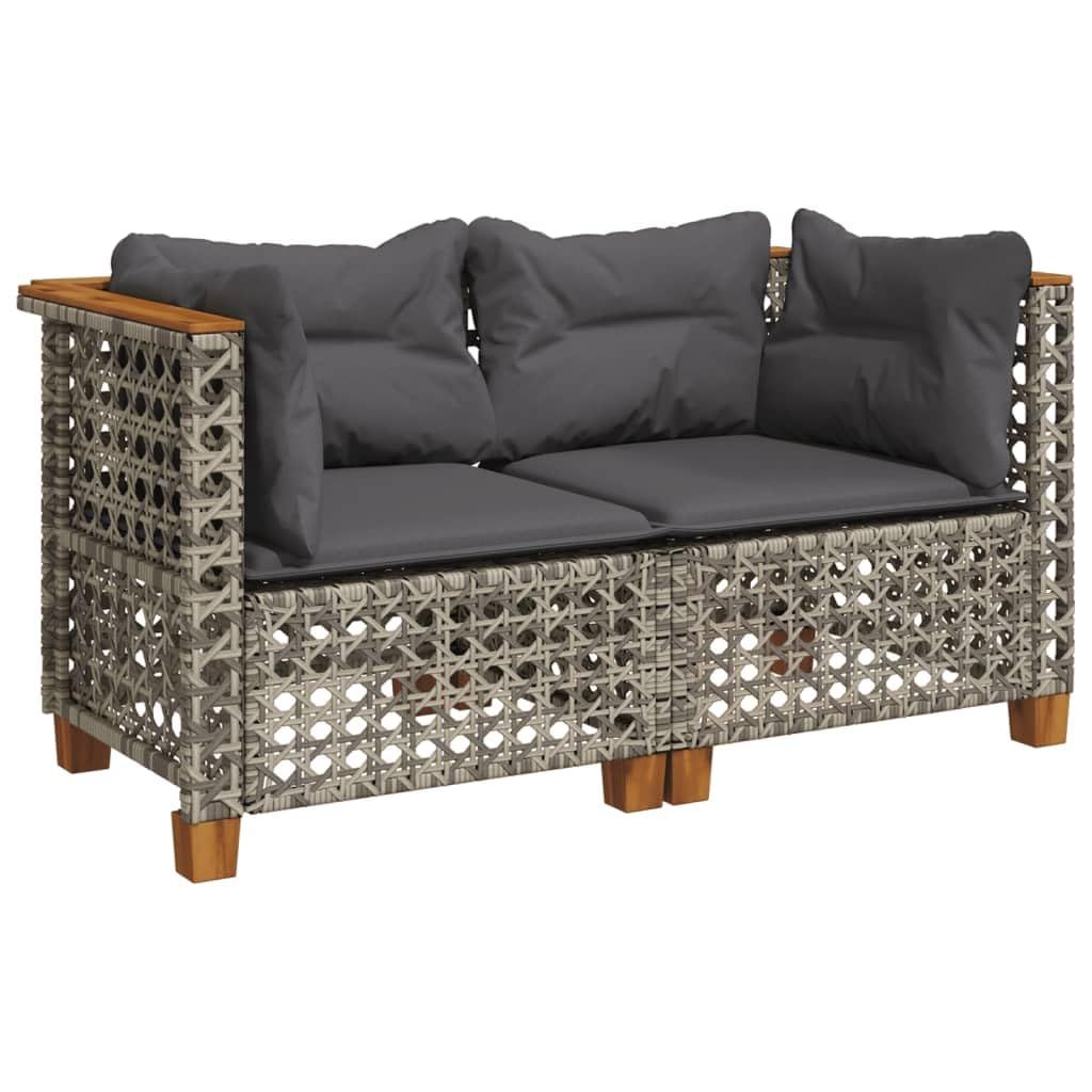 Corner Garden Sofas with Cushions (2pcs, Poly Rattan, Grey)