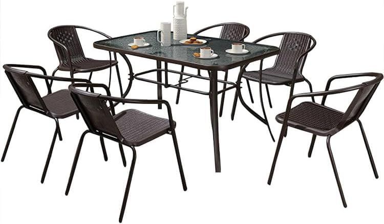 Garden Dining Set 7-Piece (Table + Chairs, Poly Rattan)