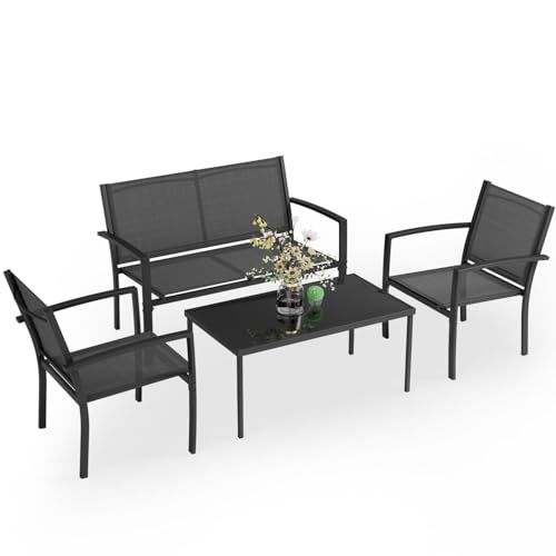 Balcony Furniture Set (4pcs: 3 Chairs + Coffee Table)