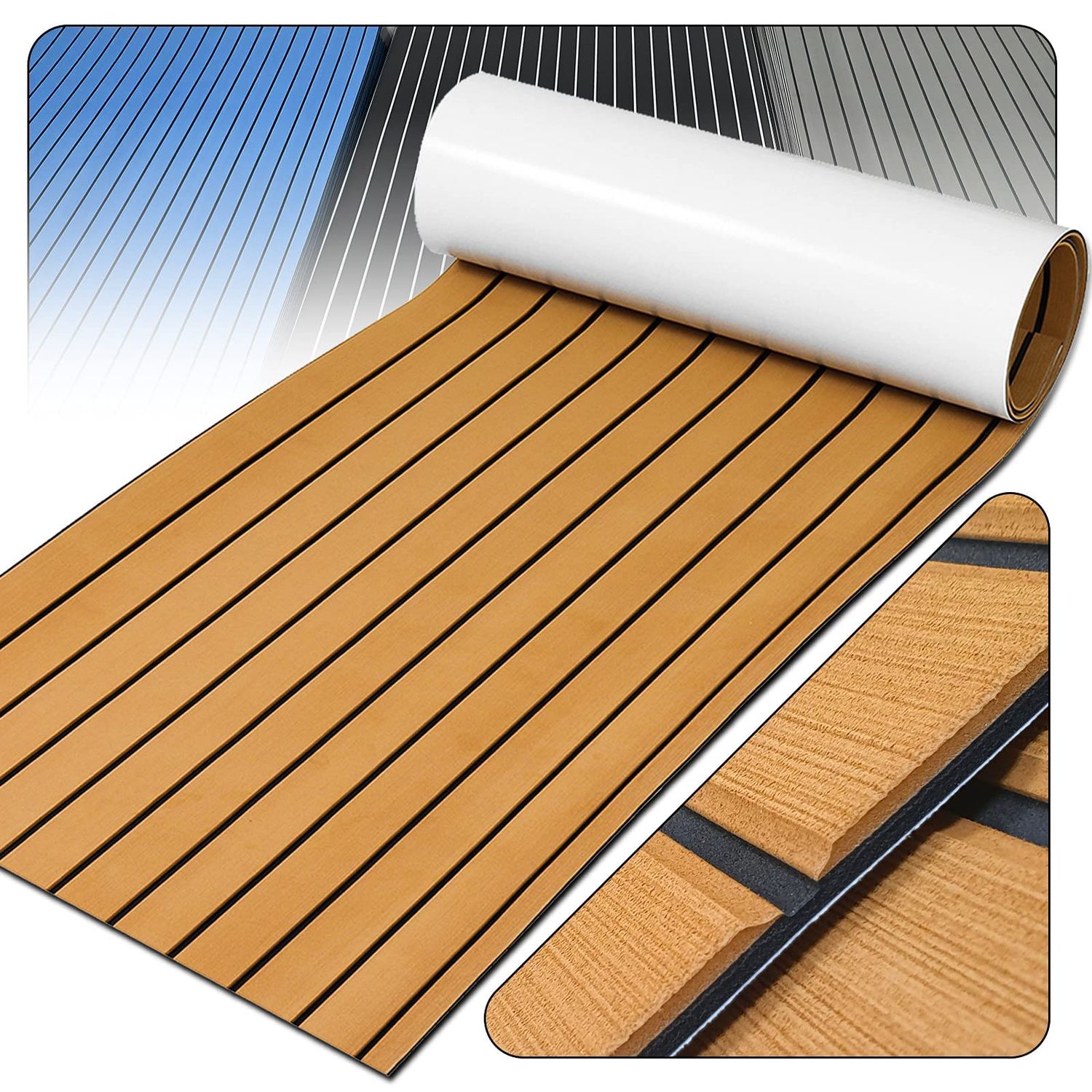 Marine EVA Foam Decking Mat 94.5″×35.4″ (Self-Adhesive)