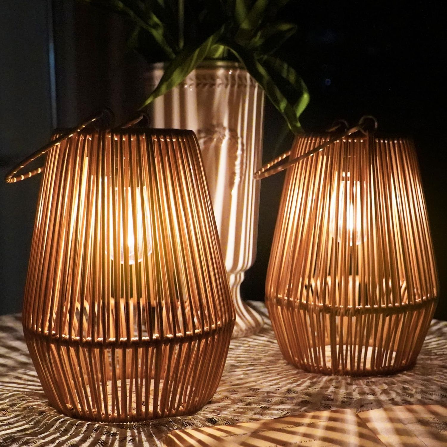 Solar Lanterns 2-Pack (Hanging, Waterproof)