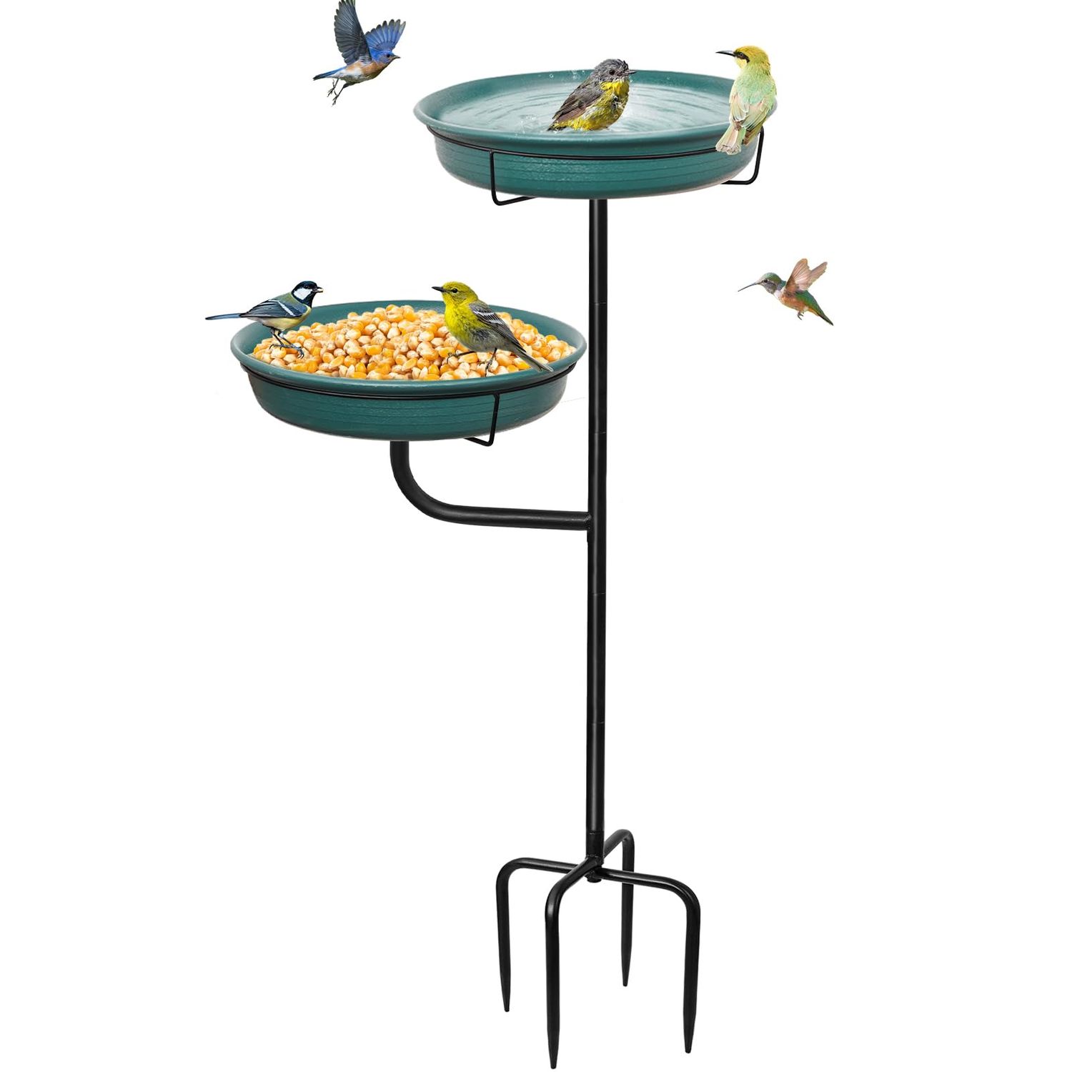 Freestanding Birdbath &amp; Feeder (Green)