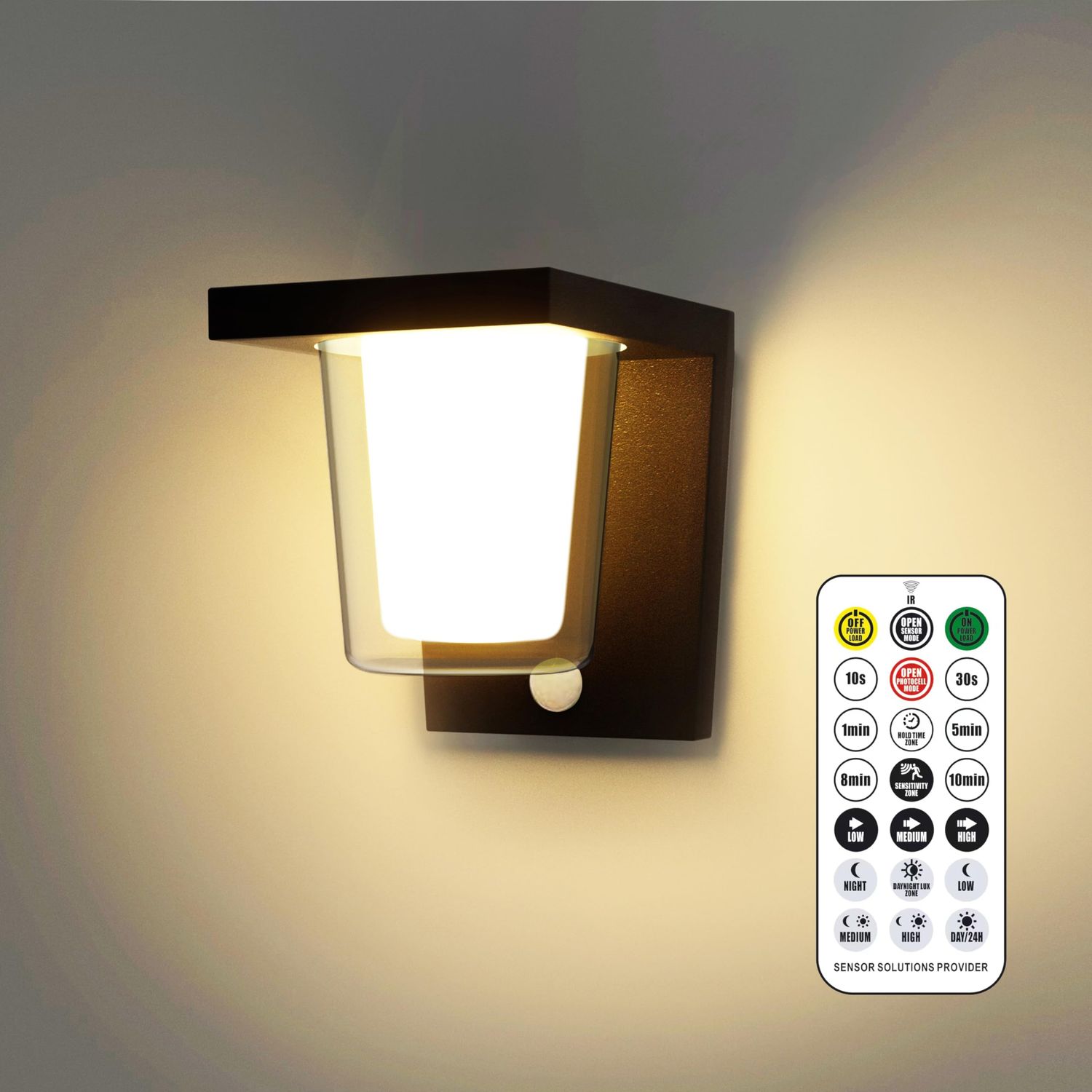 Outdoor LED Wall Light with Motion (3000K, IP44)