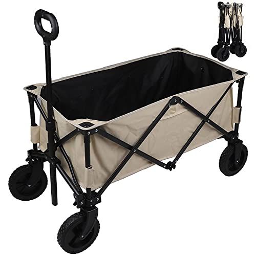 Folding Camping Wagon 110 kg (Beige)