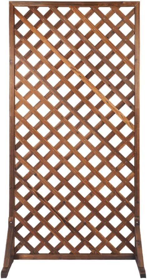 Rustic Wooden Trellis Fence with Planter Box