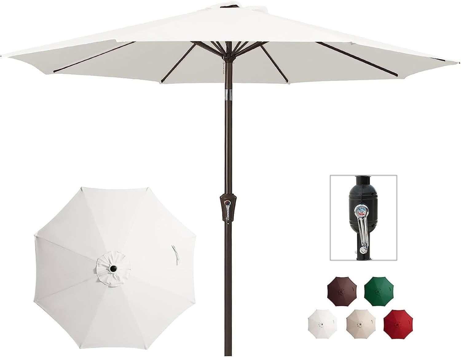 Patio Umbrella 2.7 m (Tilt &amp; Crank, Khaki)