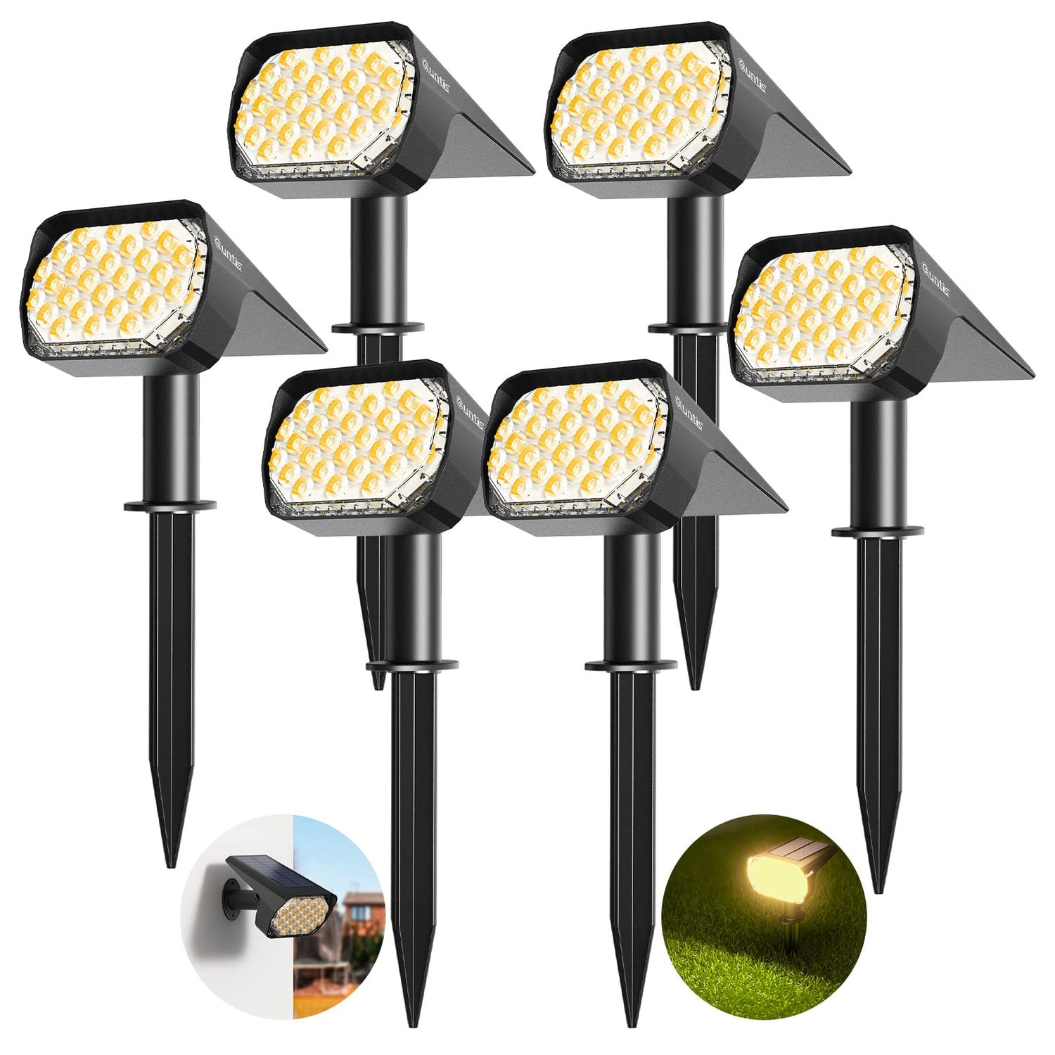 Solar Spot Lights 6-Pack (Warm White, 3 Modes)