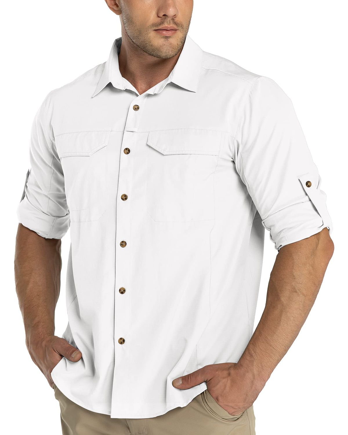 Men’s UV50+ Hiking Shirt (Quick-Dry, Roll-Up Sleeves)