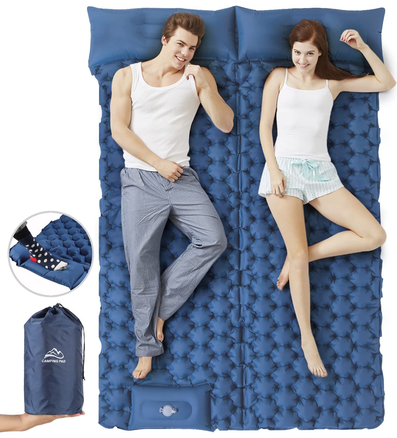Double Sleeping Mat 120×200 cm (Foot Pump, Ultralight)