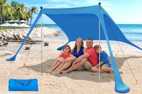Beach Canopy 7.5×7.5 ft (Pop-Up, Blue)