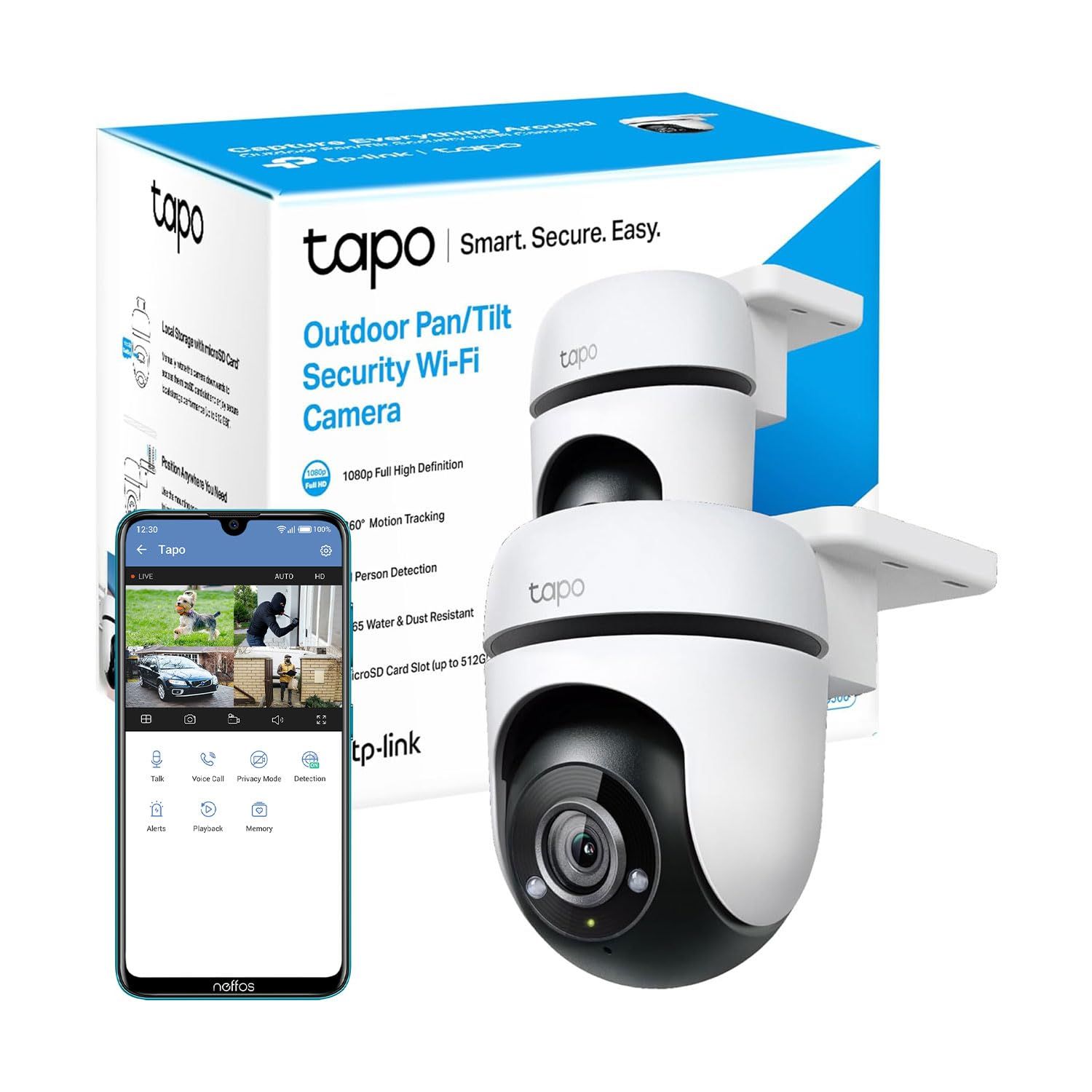 Outdoor Pan/Tilt Wi-Fi Camera 1080p (IP65, 360°)