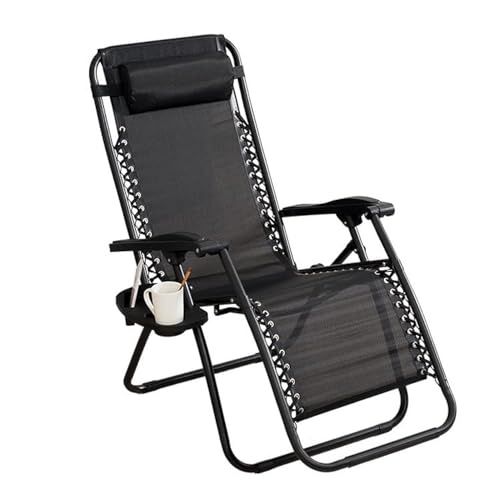 Foldable Camping Lounge Chair (Pillows, Cup Holders)