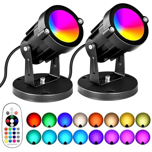 RGBW Landscape Spotlights 2-Pack (16 Colors, IP67)
