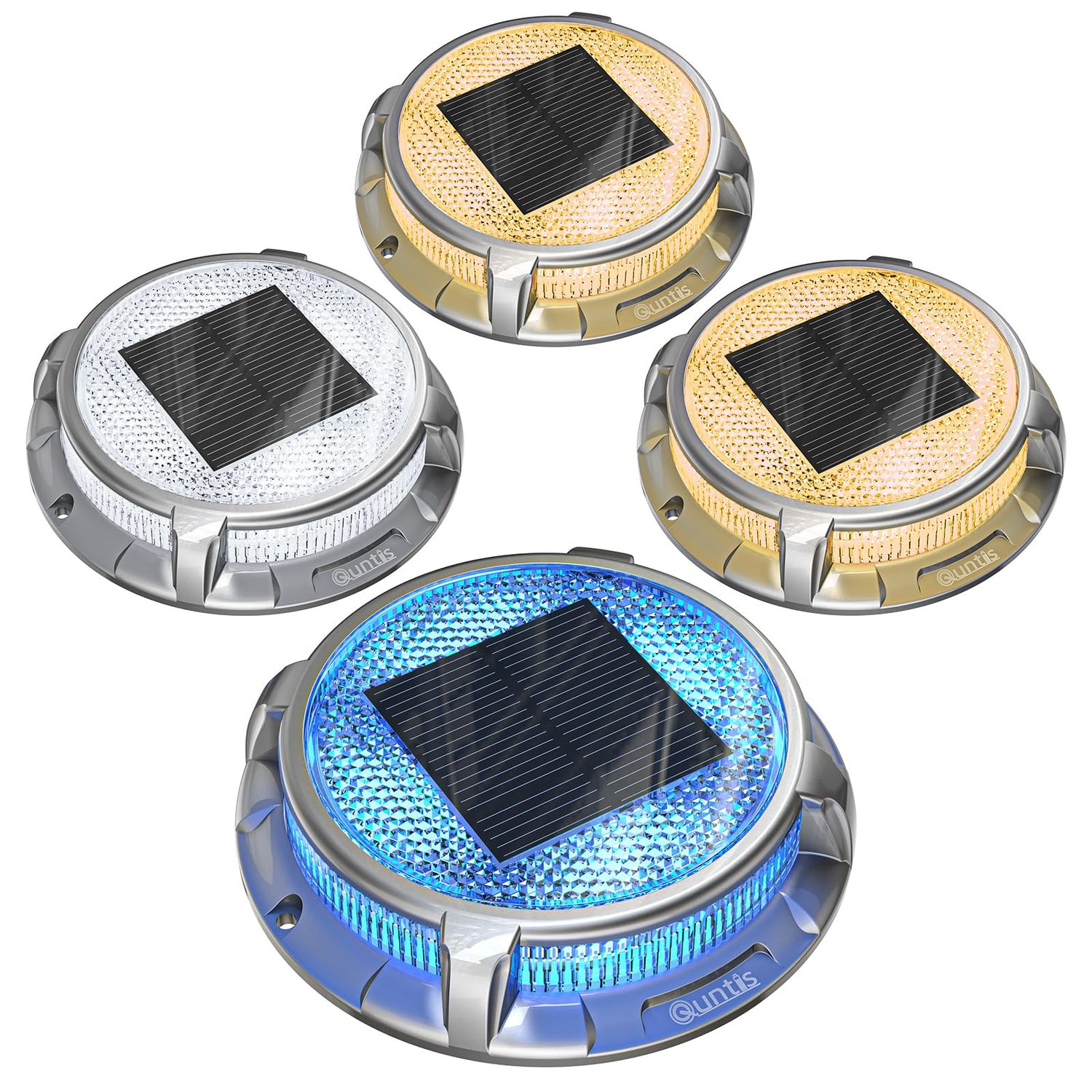 Solar Deck Lights 4-Pack (Blue+White, IP68)