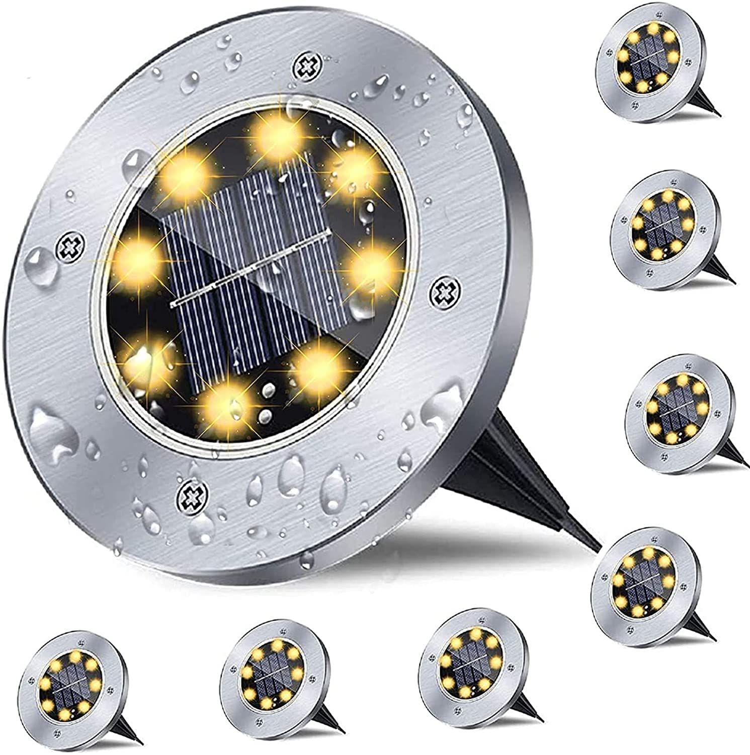Solar Ground Lights 8-Pack (Warm)