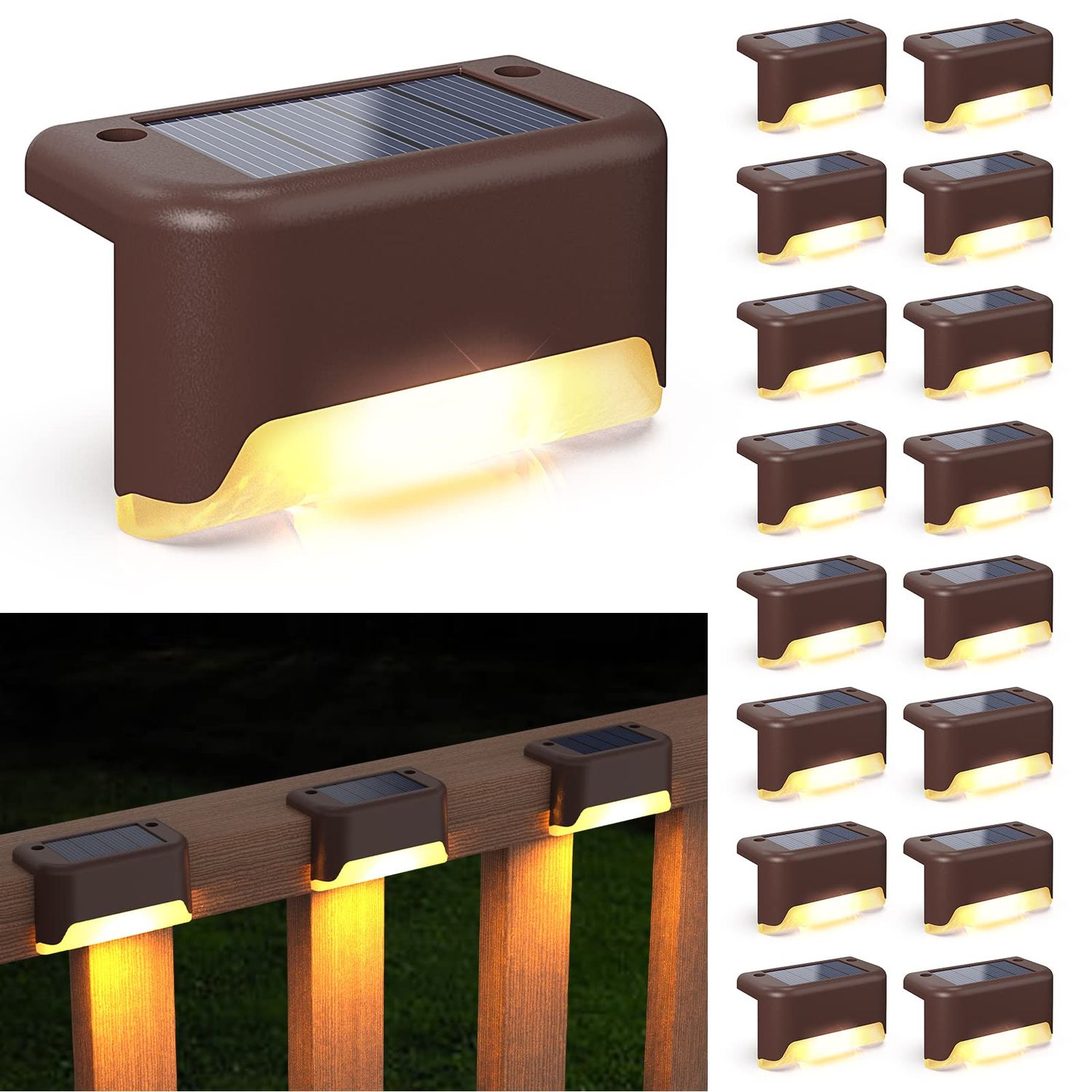 Solar Step/Fence Lights 16-Pack (Warm)
