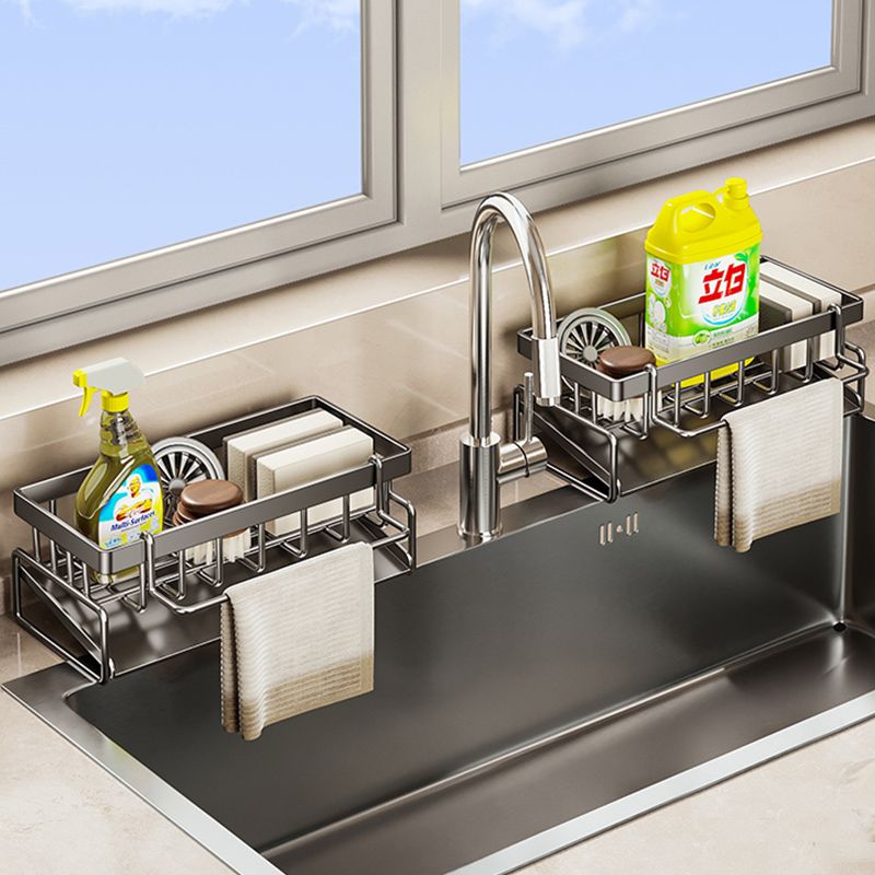 Kitchen Spice Storage Shelf with Drainage Rack, Installation Sink Organizer, Tap-Mounted Shelf for Home Kitchen Accessories