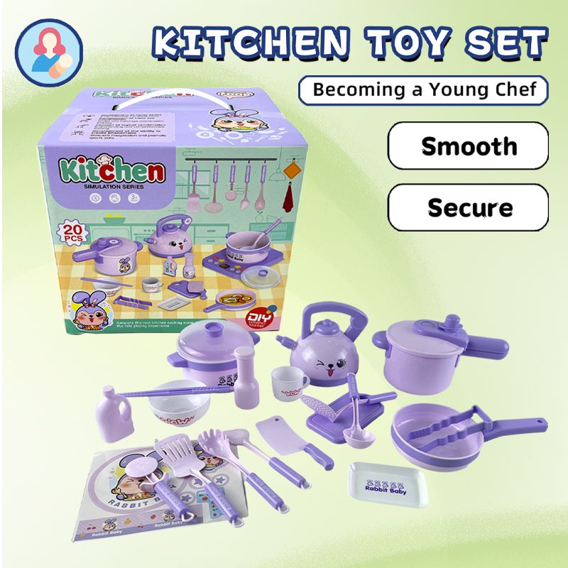 Kids Kitchen Play Set for 3+ – Includes Pots, Pans, Kettle, Utensils, Spice Jars, Dishes &amp; More – Fun Cooking Toy for Imaginativ