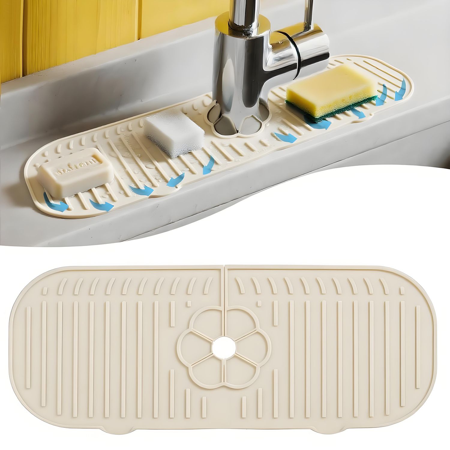 Kitchen Sink Splash Guard Mat Silicone Faucet Splash Pad Non-Slip Drain Sponge Mat Countertop Protector for Kitchen Bath  2025