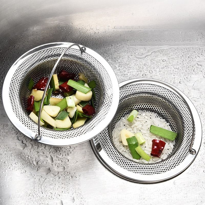 1Pc Stainless Steel Sink Filter Trap Bathtub Hair Catcher Stopper Kitchen Food Slag Mesh Strainer Metal Floor Drain with Handle