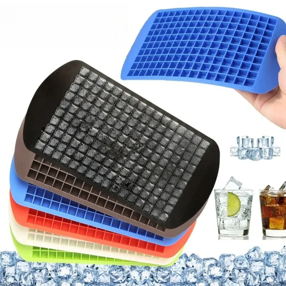 Silicone Ice Cube Tray 160Cavity Foldable Mini Ice Mold Reusable BPA-Free Small Square Ice Cubes for Cocktails Cold Drinks