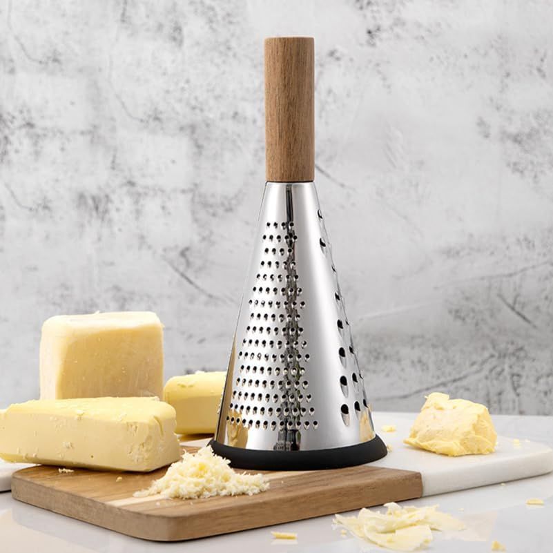 1pc Stainless Steel Cheese Grater Cone Handle Efficient Vertical Planer for Kitchen for Cheese Fruits Veggies