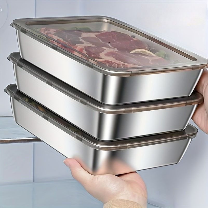 Stainless Steel Food Storage Containers Leak-Proof Reusable Stackable Kitchen Storage for Fruits Meat VegetableFood Storage Room