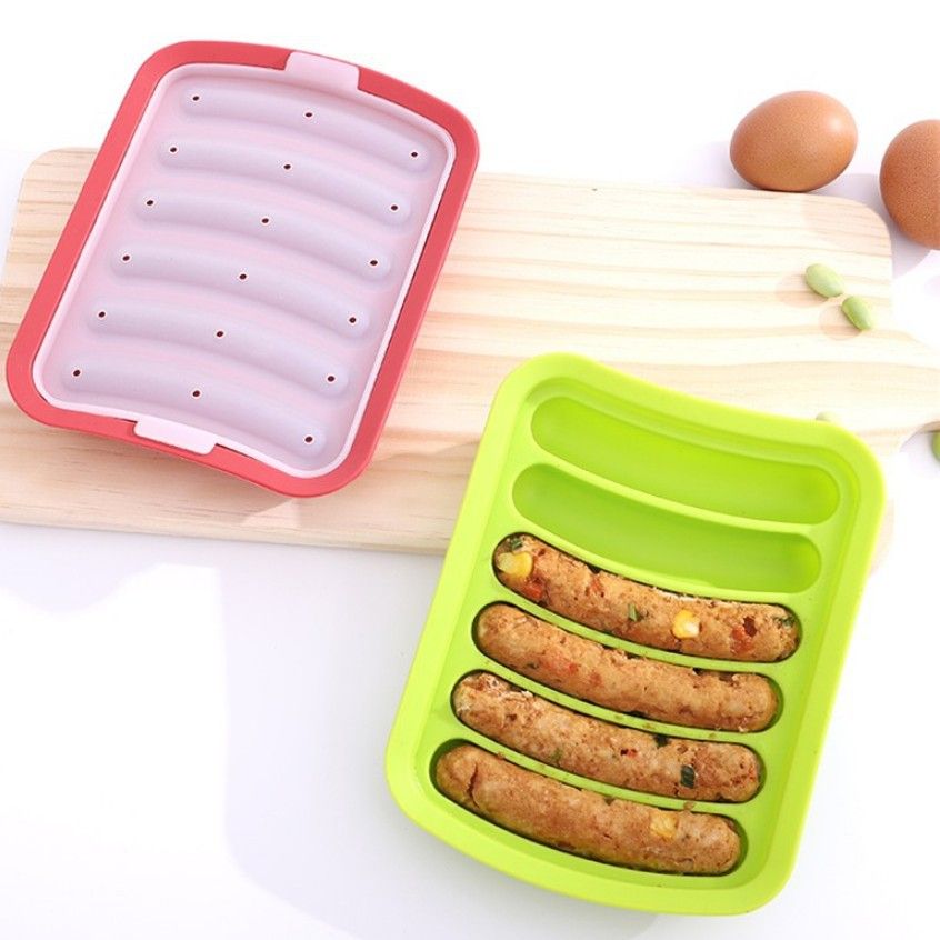 Silicone World DIY Silicone Sausage Molds With Lid Baby Complementary Food Baked and Steamed Ham Hot Dog Making Mold Baking Tool