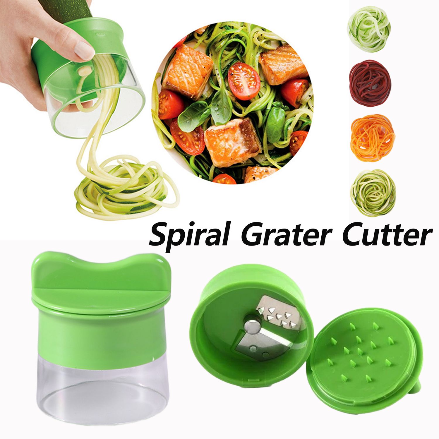 1/2pcs Handheld Spiralizer Vegetable Fruit Slicer Adjustable Spiral Grater Cutter Salad Tools Rotary Grater Kitchen Items