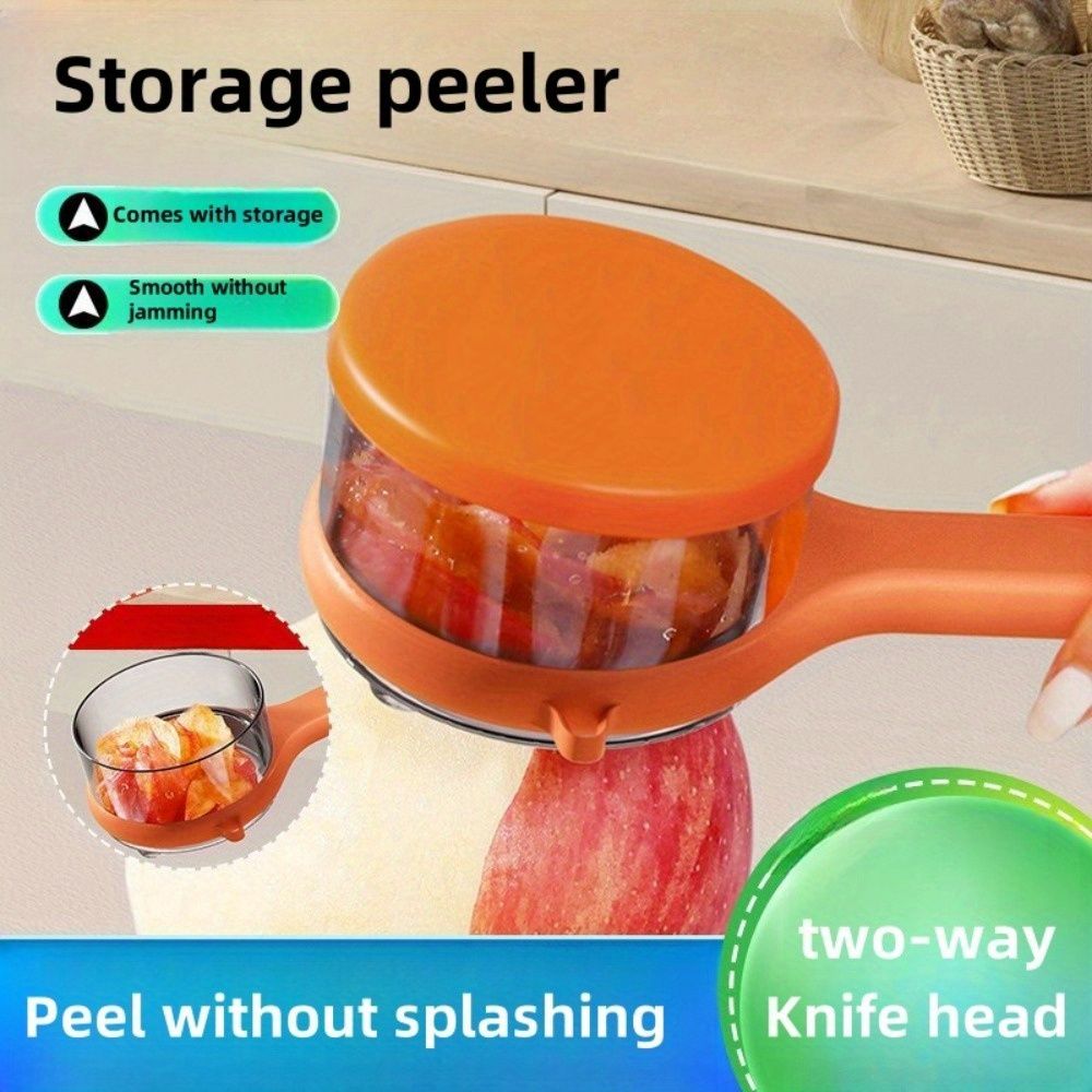 1Pc Multi-Function Fruit Vegetable Peeler with Peel Organizer - Serrated Blades, Easy To Use,Suitable for Kitchen Dormitory Use