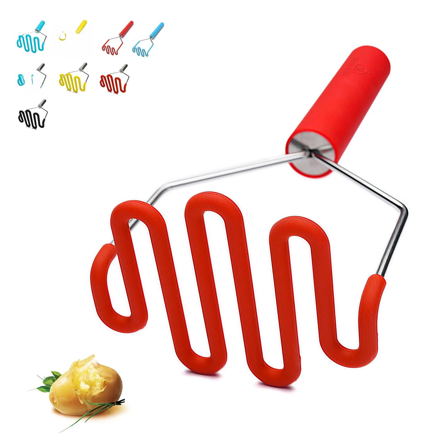 Silicone Smooth Mashed Potato Masher Ricers with Premuim Stainless Steel Non-Scratch Kitchen Tools Cookware