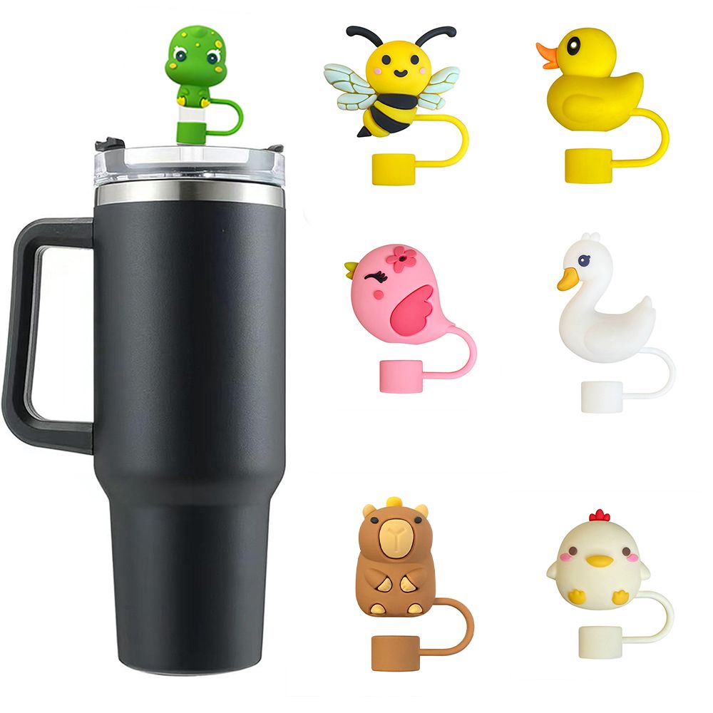 3D small animals cartoon Straw Covers For Stanley Water Glass Bottle Drinking Dust Cap Straw Tip Cover Cup Accessories For 10mm