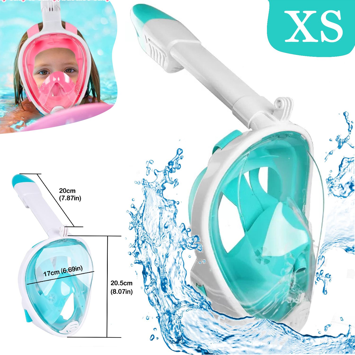 Children&#39;s Full Face Snorkelling Mask Wide Field of View Anti-fog Leakage Respiratory Safe Waterproof Swimming Mask Equipment