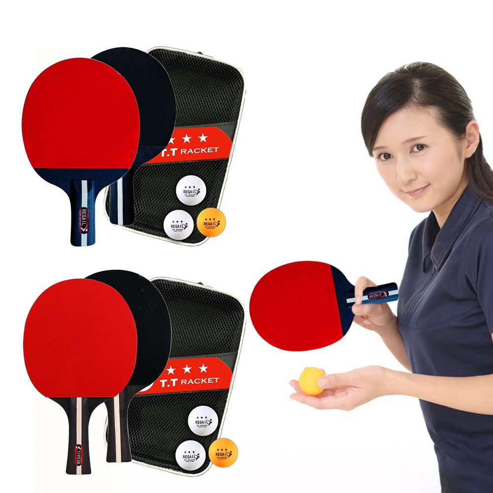 Table Tennis Racket 2 Rackets &amp; 3 Balls Ping Pong Paddles Set Professional 2 Player Ping Pong Set with Bag for Tournament Play