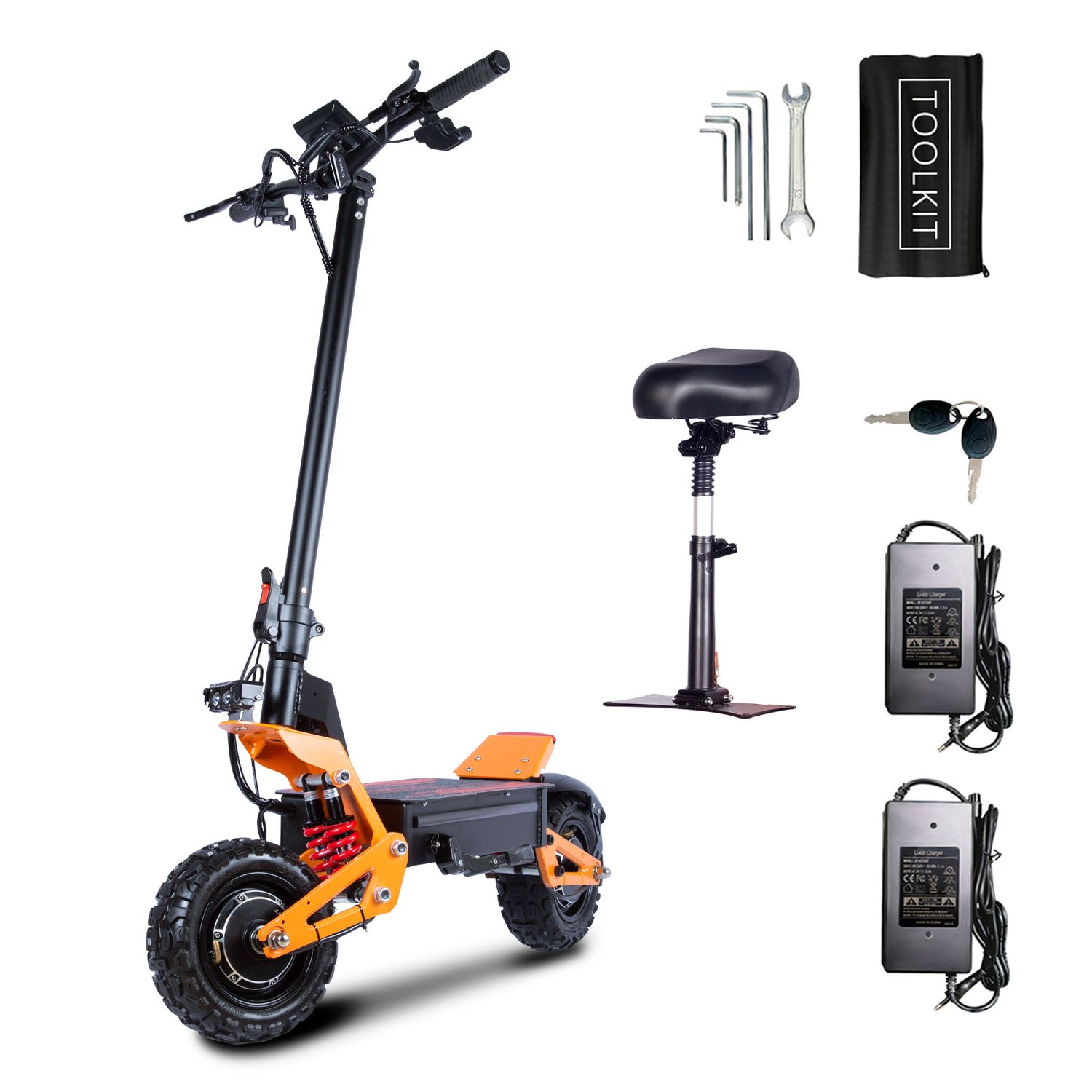 X5 6000W Dual Motor Eelectric Scooter in China Stock 60v 40ah Large Battery Remote Scooter with Seat 11-inch Tires