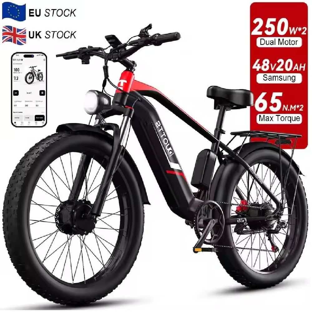 UK  EU Warehouse  F26 E Bike Electric Bicycle Mountain Ebike 48V 20AH Dual Motors 26 Inch Fat Tire Electric Bike for Adults