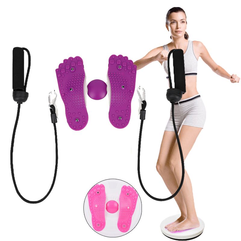 Yoga Twister Plate Twist Board with Resistance Rope Slimming Legs Fitness Equipmen Waist Wriggle Plate Balance Foot Massager