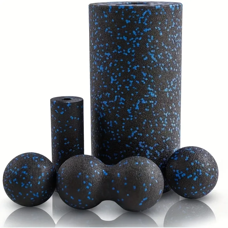 5pcs High-Density Foam Rollers Set - Muscle Massage, Yoga &amp; Therapy, Includes Back Roller, Peanut Ball, Portable Exercise Tools
