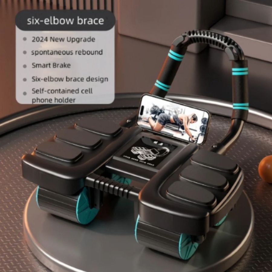 Abdominal Wheel Exerciser Six Wheel Support Slider Abdominal Workout Wheel Automatic Rebound Antislip Home Gym Fitness Equipment