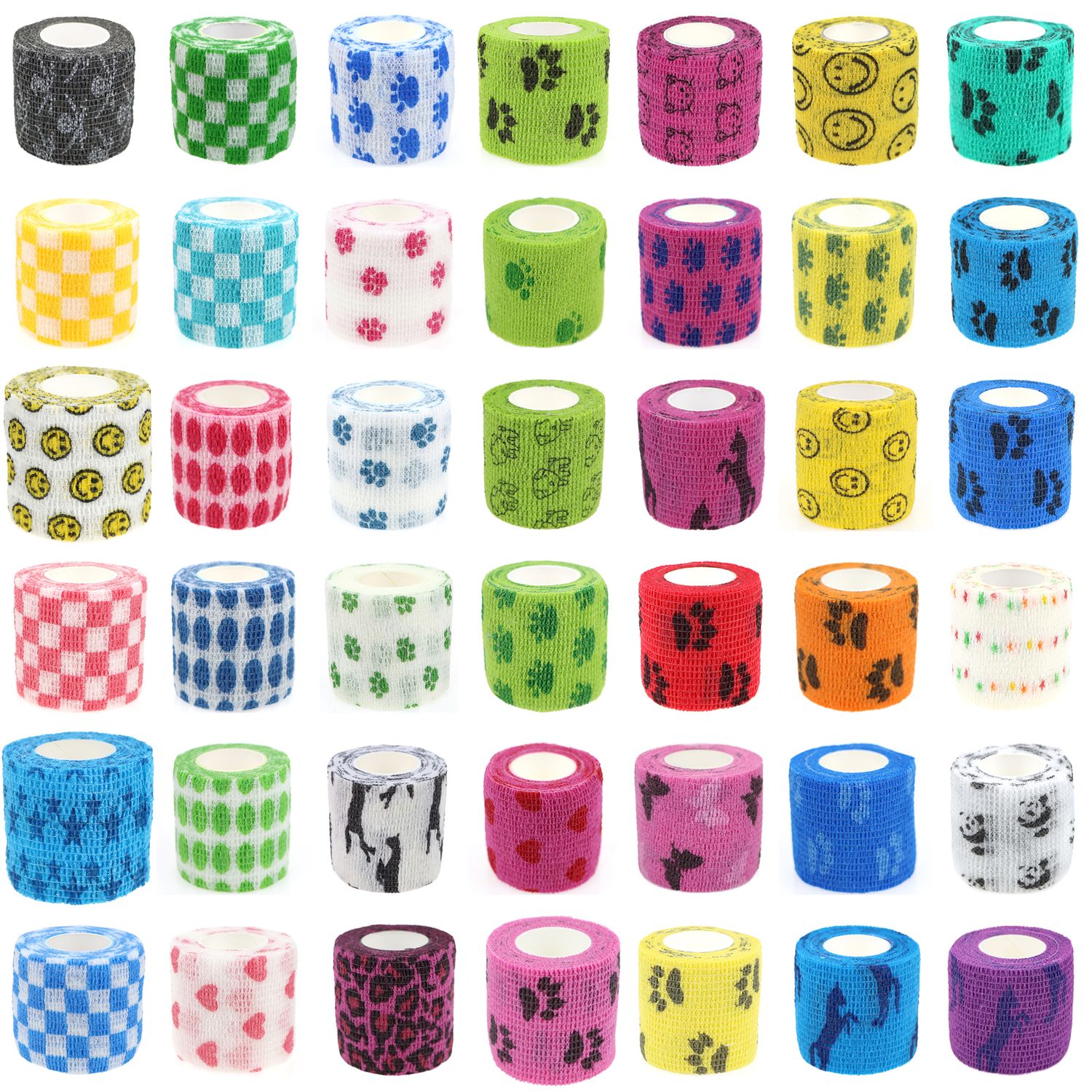 24 Rolls Vet Wrap Pet Elastic Bandage Self Adherent Bandage for Dog Cat Horse Non-Woven Self Adhesive Sport Tape for Knee Ankle
