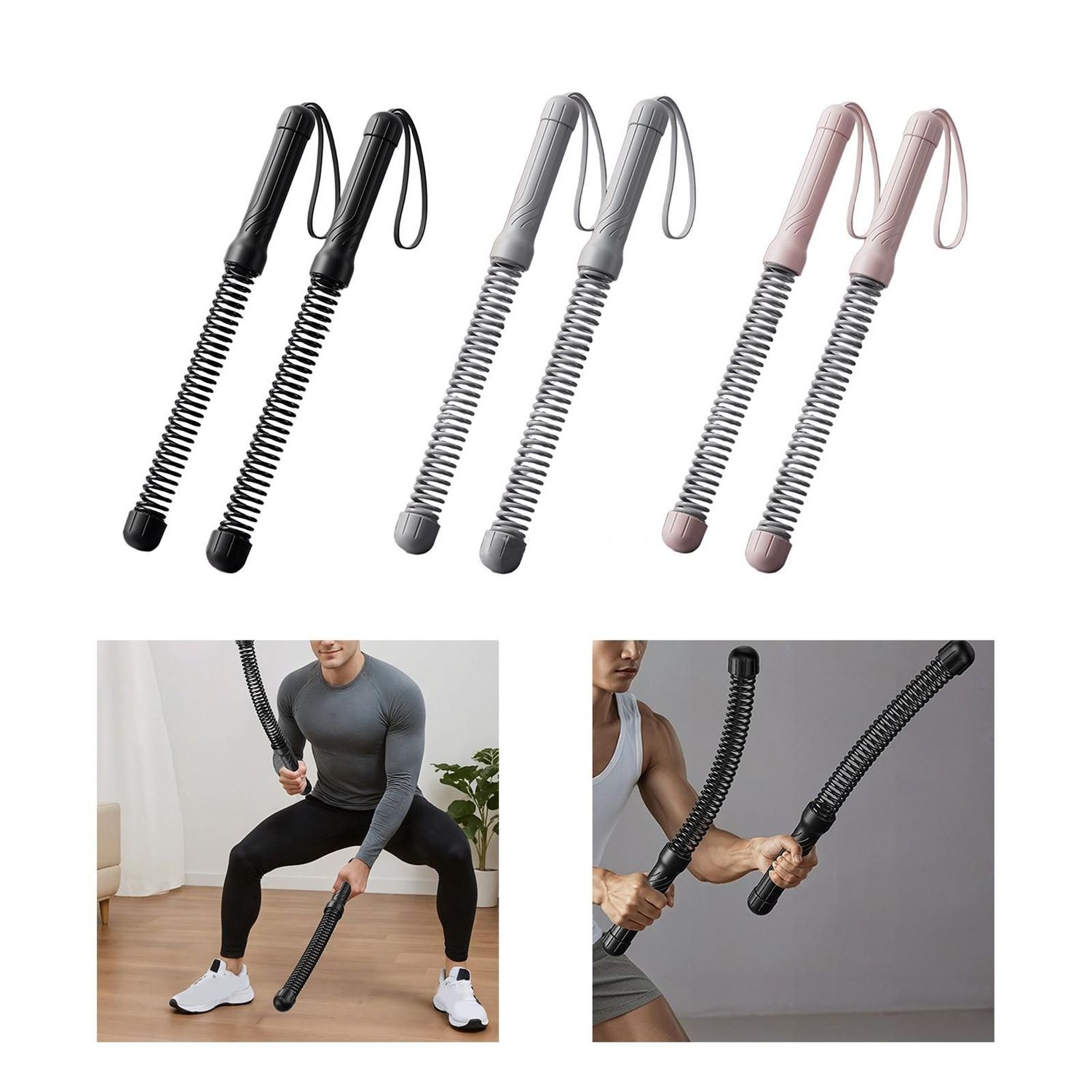 2Pcs Ropeless Battle Ropes for Muscle Building Working Out Strength Training,Portable Exercise Cords Fitness Equipment