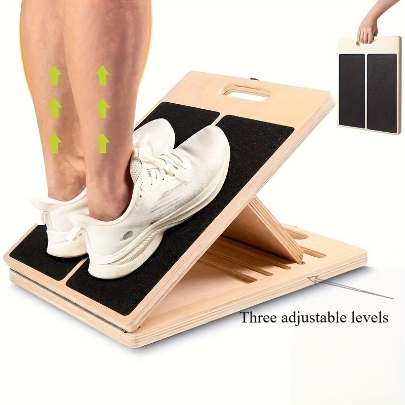 Adjustable Wooden Platform for Calf Stretching&amp;Squats-Anti-Slip Surface,Portable Fitness Equipment for Knee,Ankle,Leg Relaxation