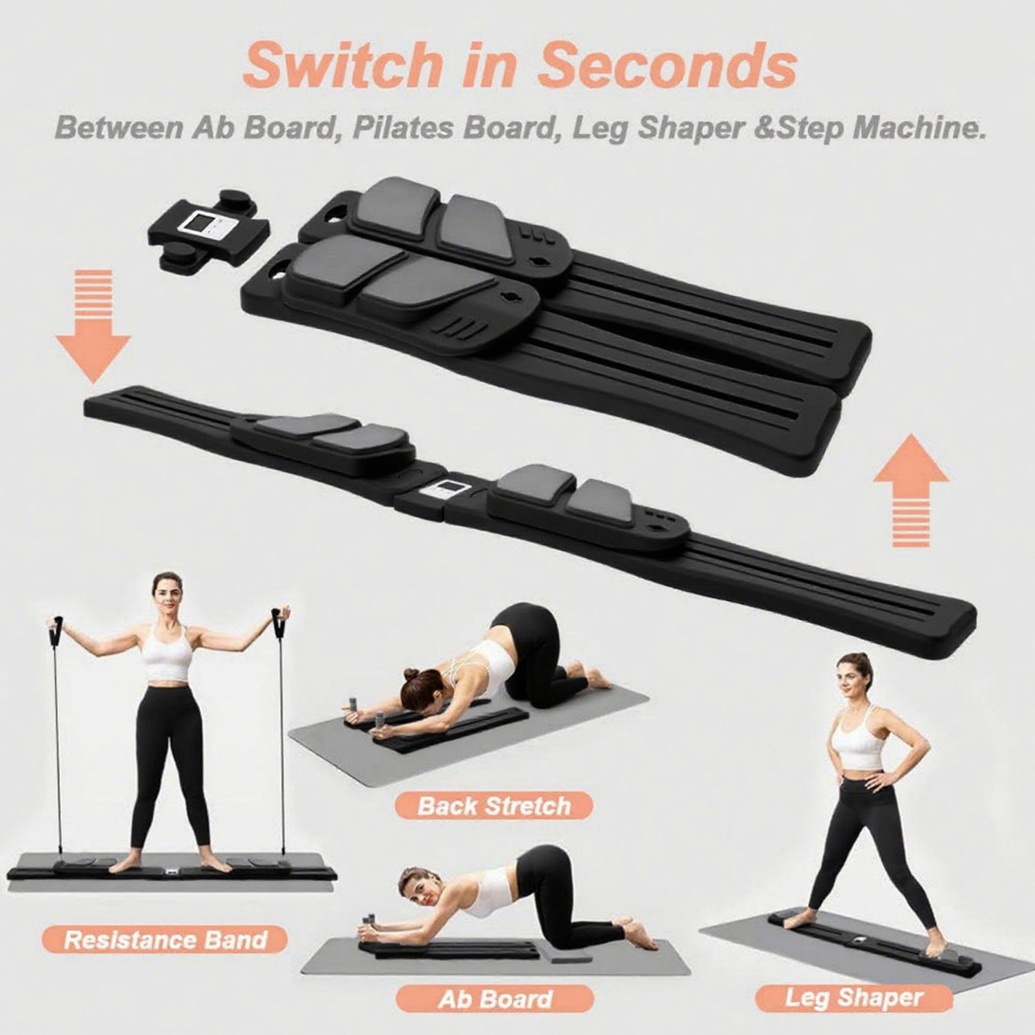 Split Multifunctional Abdominal Board Automatic Rebound Abdominal Wheel Ski Machine Fitness Pilates Home Training Equipment