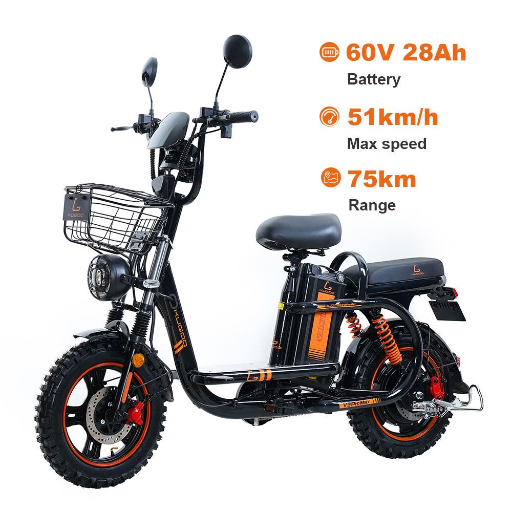 KUGO V3 PRO MAX Electric Bicycle 800W 75KM Long Range 60V 28Ah Max Speed 51Km/h Electric Ebike for Adults
