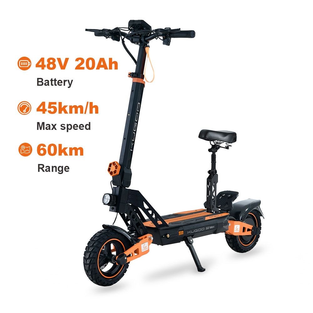 KUGOO G2 Max Off Road Foldable Electric Scooter Adults  E-scooter 60KM Range 800W Motor 45KM/H 48V 20.8Ah E-scooter  With Seat