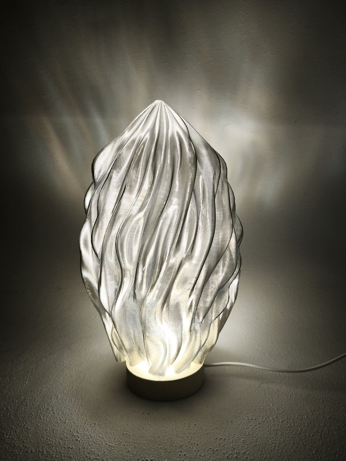 DGrowShell 3D Printed Lamp Differential Growth Biomorphic Light Sculpture